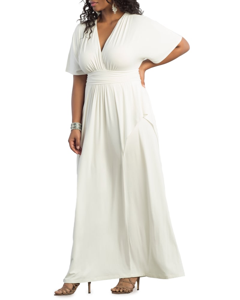White maxi dress with sleeves plus size online